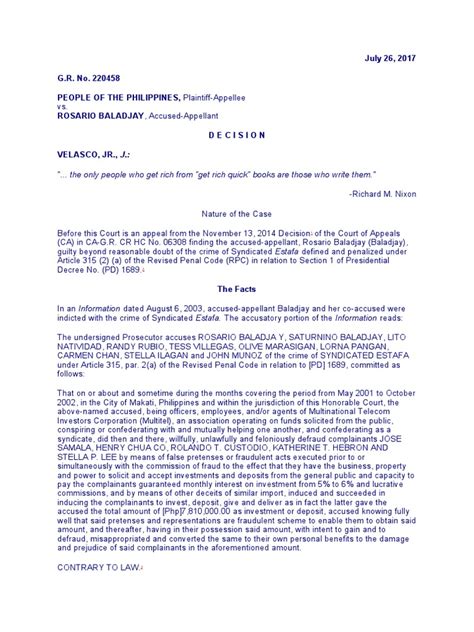 elements of syndicated estafa|G.R. No. 220458 .